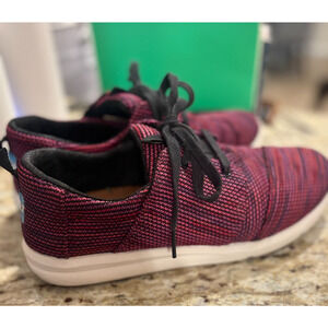 TOMS Women's Del Rey Black Plum Knit Fashion Sneaker shoes Size 8W